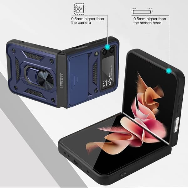 Kompatibel med Samsung Galaxy Z Flip 3 Case, [Militær Gra