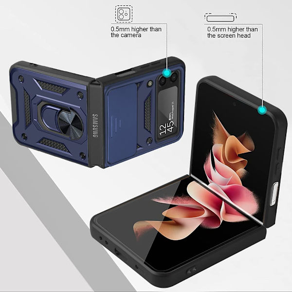 Kompatibel med Samsung Galaxy Z Flip 3 Fodral, [Militär Gra