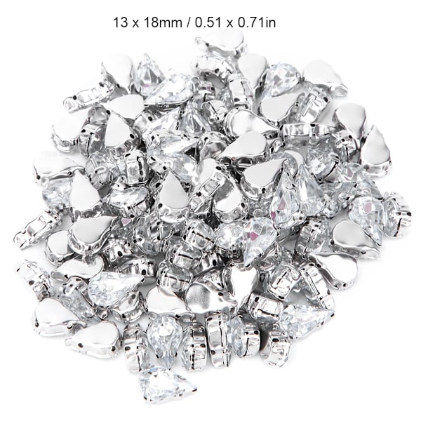 200 stk akryl dråpeformet DIY dekorasjonstilbehør for klær skopose (13x18mm)