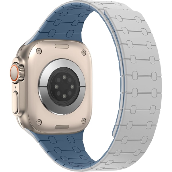 Amizee Magnetiska Armband Kompatibla med Apple Watch Armband 49mm 46mm 45mm 44mm 42mm 4 Kvinnor Män, Sport Silikonarmband för iWatch Ultra 2 Gray-Blue