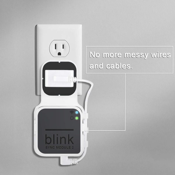 2 stk. stikkontakt vægbeslag til Blink Sync Module 2, pladsbesparende og nem at flytte beslag til Blink udendørs indendørs sikkerhedskamera (Blink Sync Mo