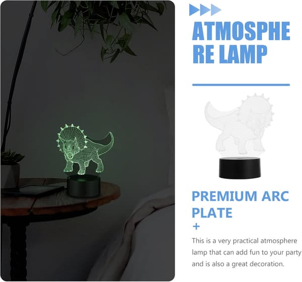 3D Natlampe Touch Kontrol Lampe Dinosaur Design Optisk Il
