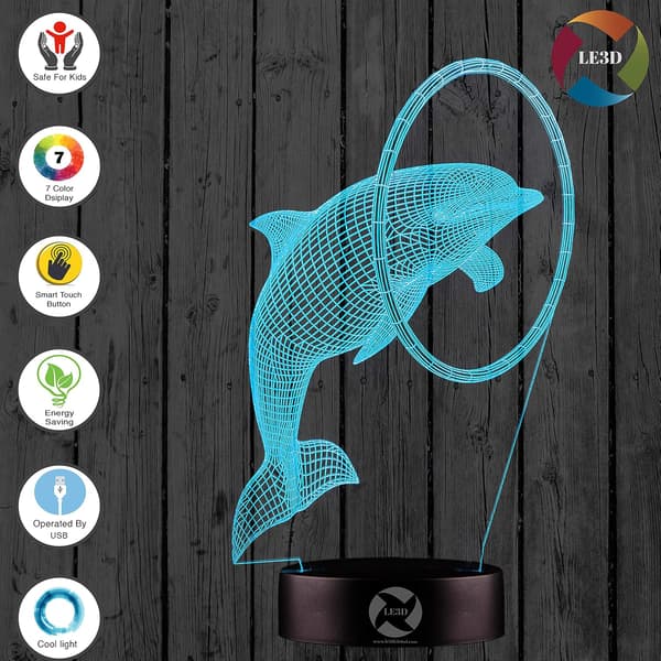 3D Optisk Illusions Natlampe - 7 LED Farveskiftende Lampe
