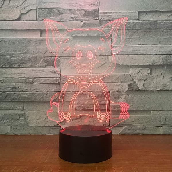 3D Gris Dyr Natlampe Illusion Natlys 7 Farver