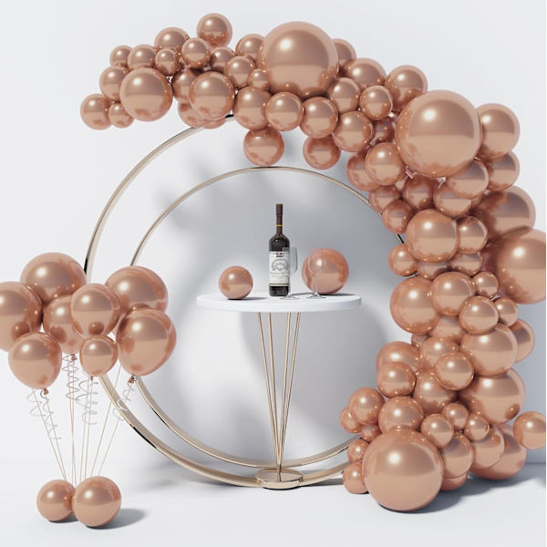 130 stk. metalliske rosaguldballoner i forskellige størrelser 18\" 12\" 10\" 5\" ballonbue guirlande sæt perfekt til fødselsdag, dimission, babyshower, bryllup, Pa Metallic Rose Gold