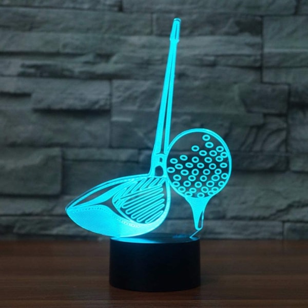 3D LED Golfkølle Værktøj Natlampe Touch Switch 7 Farveskift
