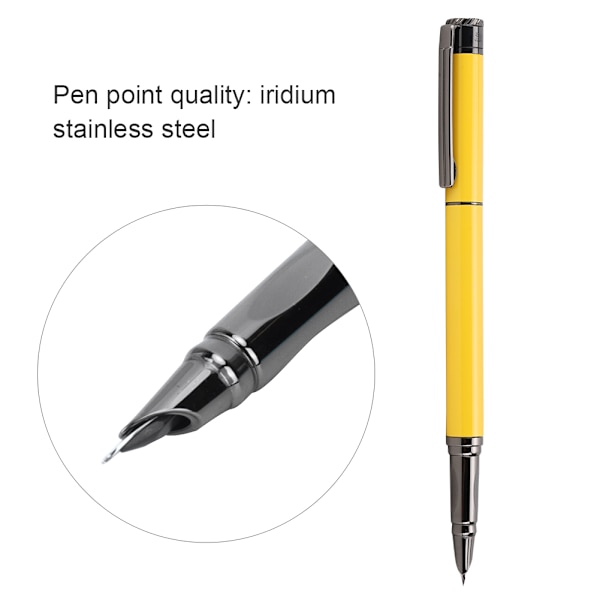 Metallisk fontänpenna för studenter, kalligrafi, skolmaterial, present, 0,5 mm spets, gul