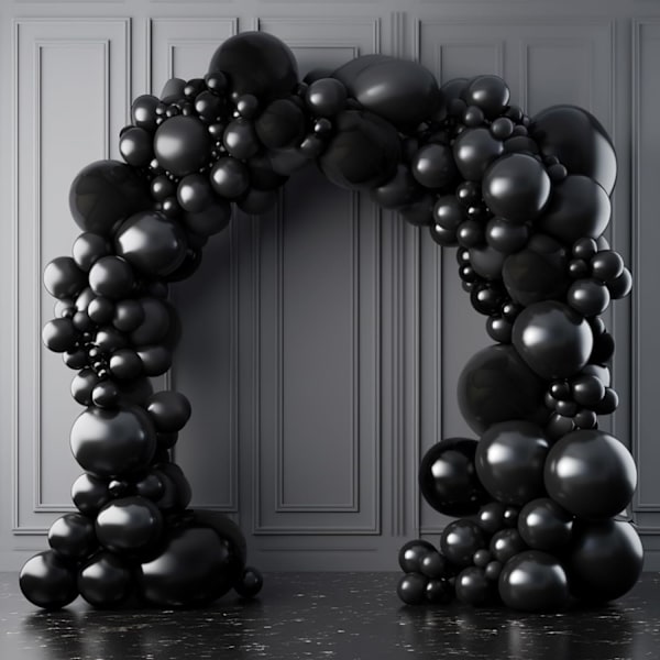 130 stk. sorte balloner i forskellige størrelser 18\" 12\" 10\" 5\" ballonbue guirlande sæt perfekt til fødselsdagsfest, dimission, babyshower, bryllup, ferie D Black