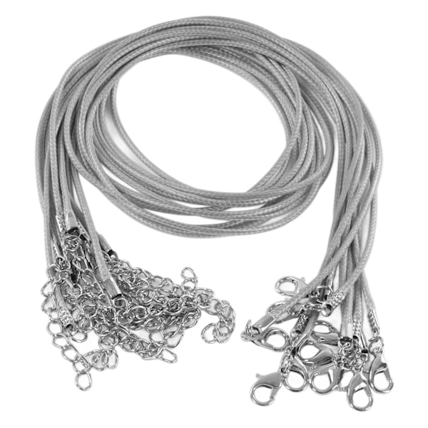 100 st vaxade halsbandssnöre justerbar längd DIY produktionsrep halsband för smyckestillverkning grå