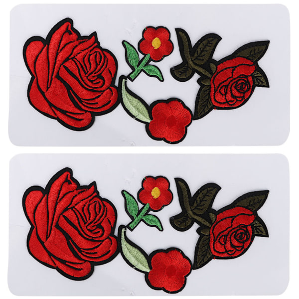2 stk. blommeblomst klæbeplaster broderet patch DIY applikation håndværk dekoration blommeblomst sæt