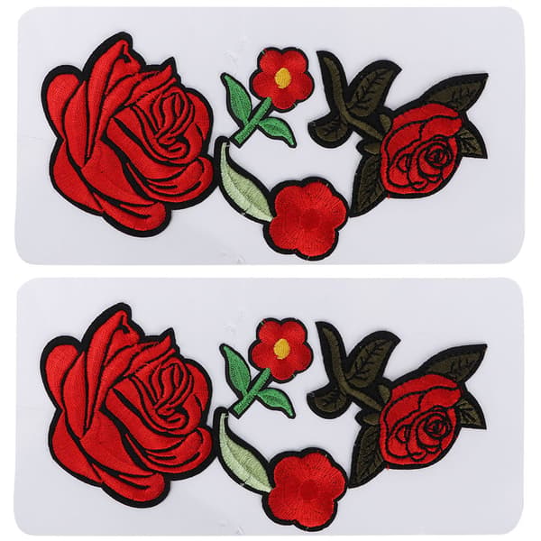 2PCS Plommeblomst Klær Klistremerke Brodert Patch DIY Applikasjon Håndverk Dekorasjon Plommeblomst Sett