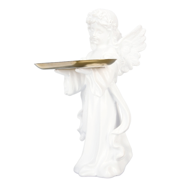 Baby Angel Statue Bakke Design 11,8in Håndskåret Rige Detaljer Resin Cherub Figur til Soveværelse Kontor Cafe