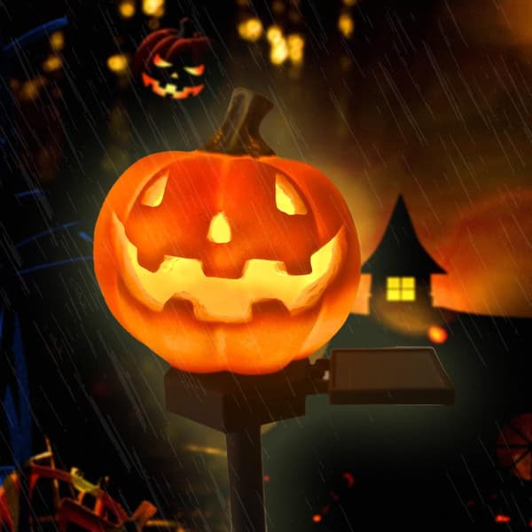 Solar LED Vandtæt Græskarlys – Udendørs Have-, Gårdsplads- og Stidekoration til Halloween