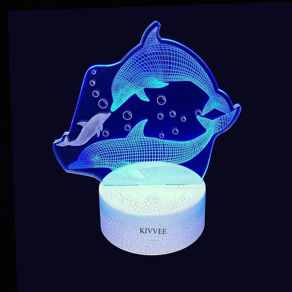 Delfiini 3D Illuusio Lamppu Yövalo Visuaalinen Pöytälamppu Dynami