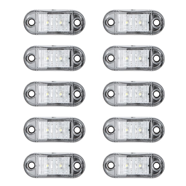 10 stk 2LED Sidelys Blinklys 10-30V Vanntett for Baklys Lastebil Hvit