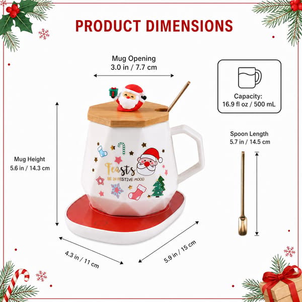 Julmuggvärmare set, keramisk mugg, för hemkontor julklapp Santa Claus