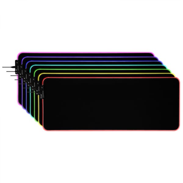 Gaming Musematte - Stor utvidet 8 lysmodus Myk LED Musematte, Sklisikker gummibase, Vanntett, Datamaskin Tastatur Musematte Matte for Pro Gamer