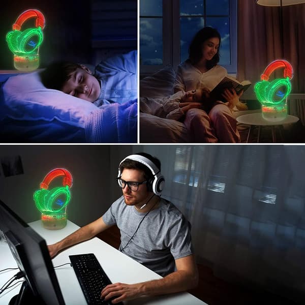 3D Natlampe Hovedtelefon Bordlampe Møbler Dekorativ Col