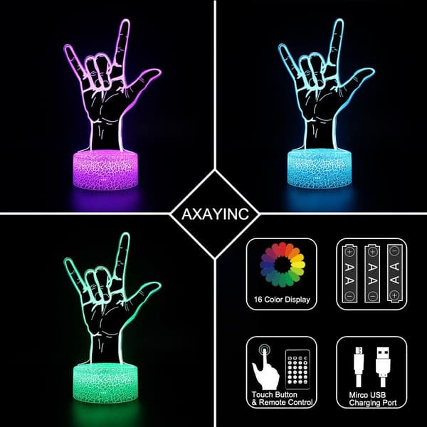 3D Natlampe LED Illusion Skrivebordslampe 7 Farveskift