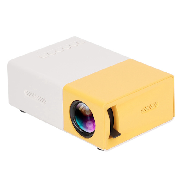 Mini Projektor 1080p Diffus Refleksjonsavbildning Støtte 23 Språk HD Projektor med Høytalere Gul 100‑240V EU Plugg