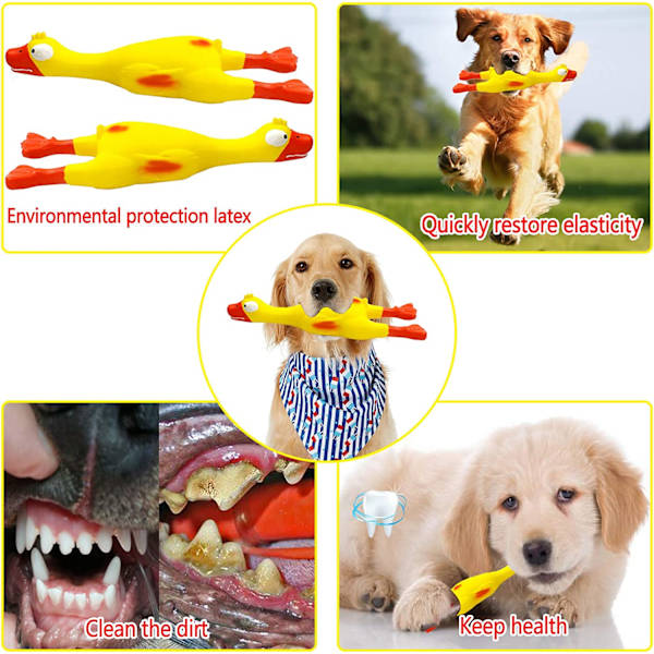 Skrikande gummikyckling hund squeaky leksak, latex tugga molar D