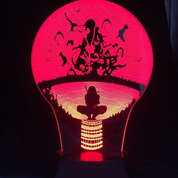 3D Natlampe Uchiha Itachi 3D Visuel Illusion LED Cha