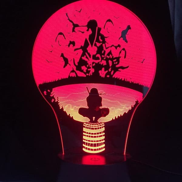 3D Nattlampa Uchiha Itachi 3D Visuell Illusion LED Cha