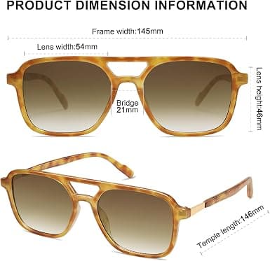 Retro Aviator Solglasögon för Kvinnor Män, Trendiga Rektangulära Dam Herr Solglasögon SJ2202