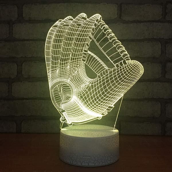 Baseballhandsker 3D Visuel Optisk Illusion Natlampe Akryl