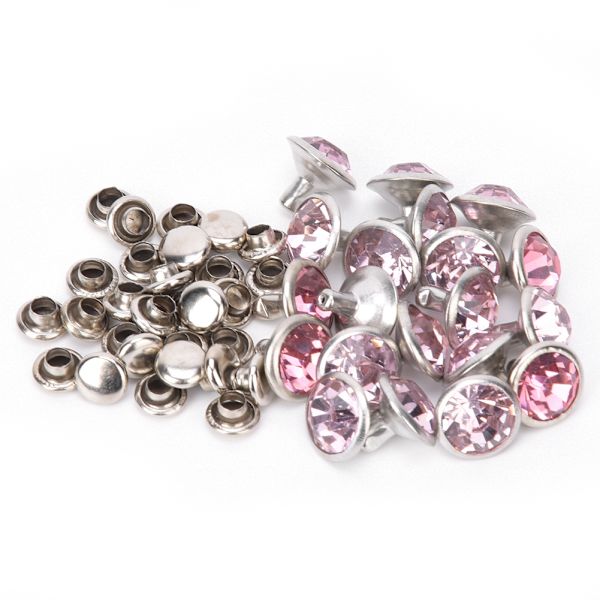 20 Set Rhinestone Rivet Färgglad Silver Sida DIY Väska Skor Kläder Dekoration 10mm10mm Silver Sida Rosa Rhinestone
