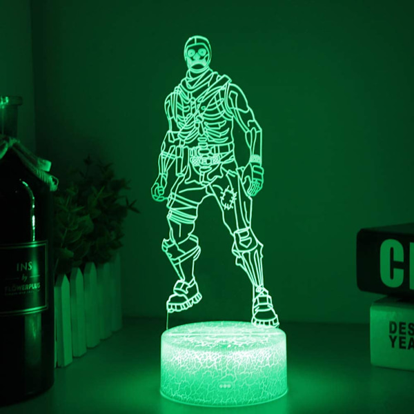Fjernstyrt 3D nattlyslampe med 16 farger, skiftende visuell effekt, skrivebordslampe, nattbordlampe, hjemmedekorasjon til soverommet