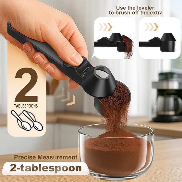 2-i-1 Kaffeskopa & Tratt - 2 msk, Transparent Material, Spillfri för K-kopp, Malet Kaffe & Proteinpulver white
