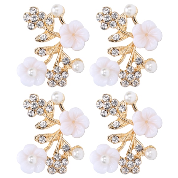 4 stk hule krystall blomstform spenne klær vesker sko spenne dekorasjon tilbehør 3,5x2,2 cm NR.2 perle blomst grenform spenne