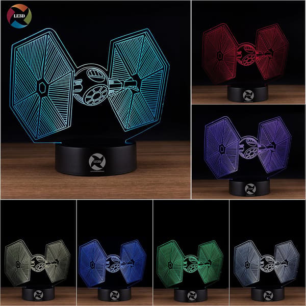 3D Optisk Illusjon Nattlys - 7 LED Fargeskiftende Lampe