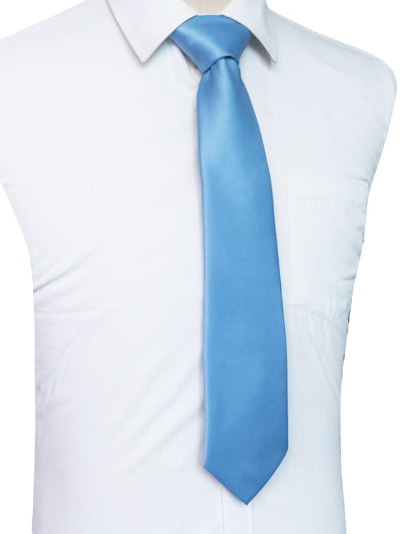 Ensfarvet slips til mænd, 3,15\" bredde 57\" længde, jacquardvævet satin polyester slips, formelt slips til forretningsbryllup dimissionsgave Sky blue