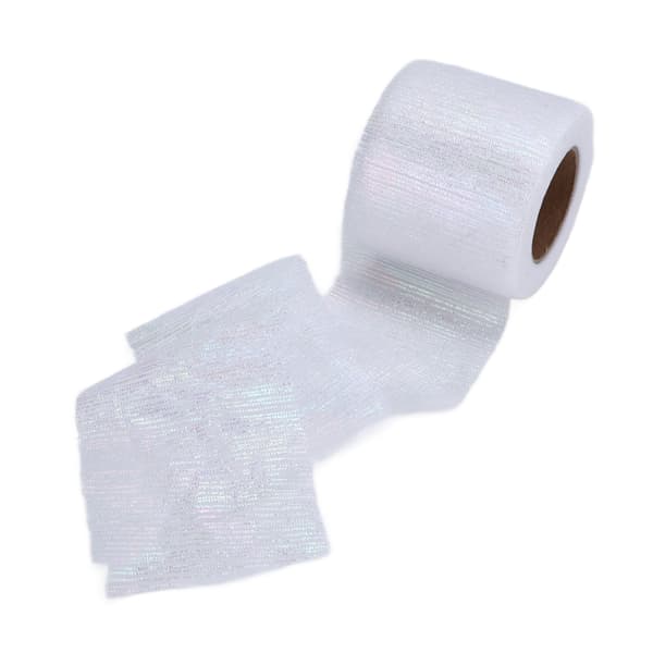 Tulle Rull Symfoni Linje Mesh Rull Manuell DIY Hodeplagg Sløyfe Mesh Stoff Tilbehør Hvit