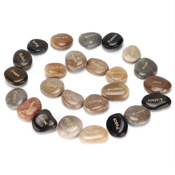 Pebbles Naturlige Polerede Bogstaver Sten Små Dekorative Ornamentale Flodsten til Meditation Spådom