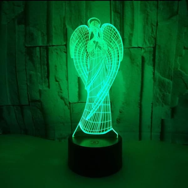 Ny Engel 3D Natlampe Gradient Farverig Touch USB Genopladelig