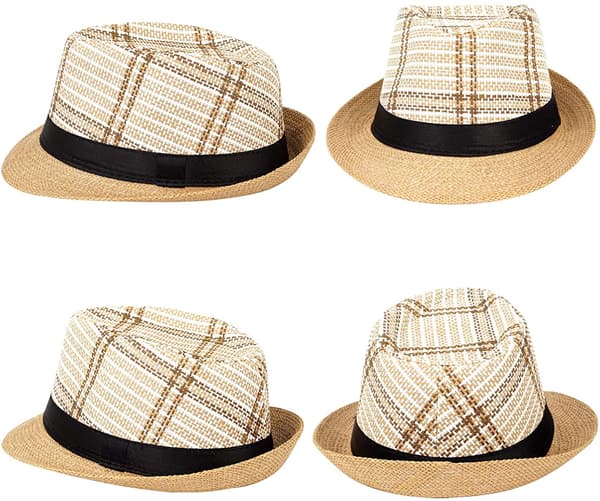 Sommarhatt i halm med kort brätte, Panama solhatt Trilby Bea Black