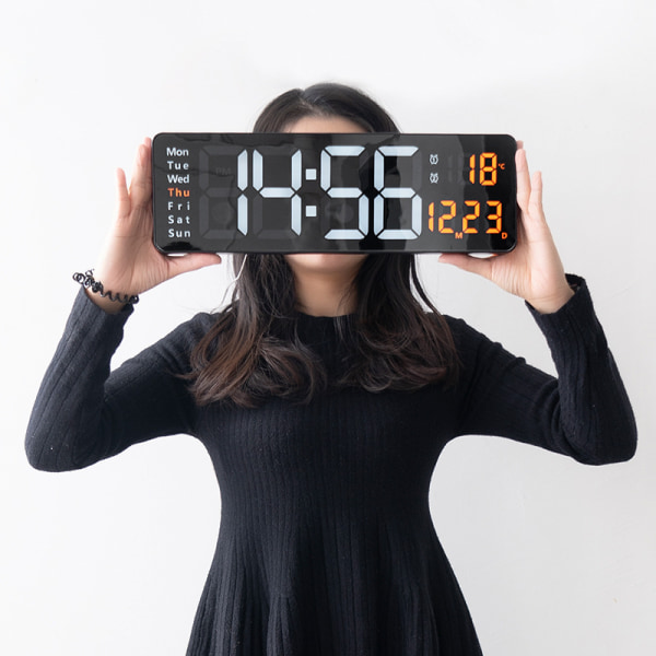 Digital väggklocka, 16\" stor digital väggklocka med LED