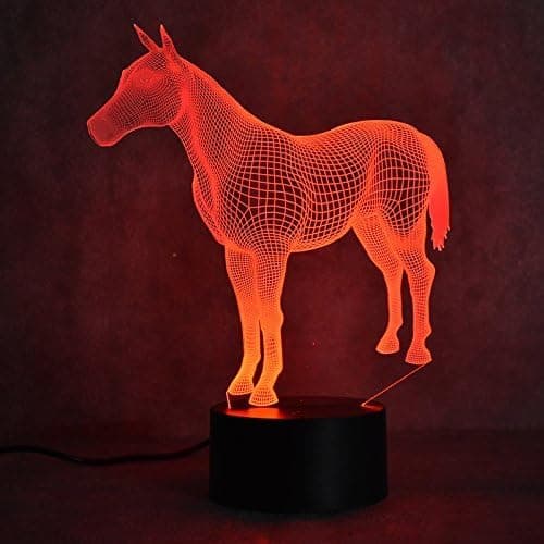 3D Hest Natlampe LED Illusion 7 Farveskiftende Touch