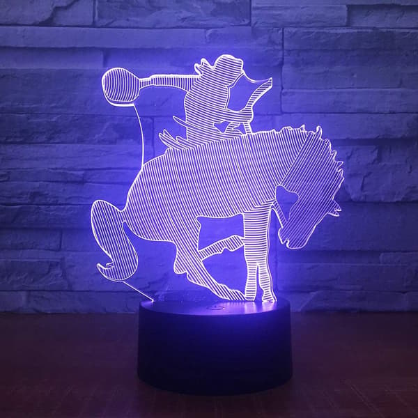 3D Heste Riding Nattlys Lampe Illusjon Nattlys 7 Farger