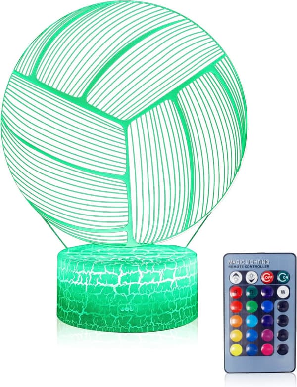 3D Illusion Volleyball Natlampe 16 Farveskift Touch Whi