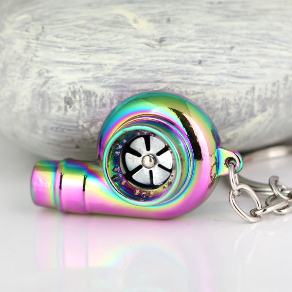Kreativ Spinning Ny Krom Polert Gunmetal Svart Turbo Turbolader Nøkkelring Nøkkelkjede Ring Nøkkelring Nøkkelbrikke, Lag Fløytelyd