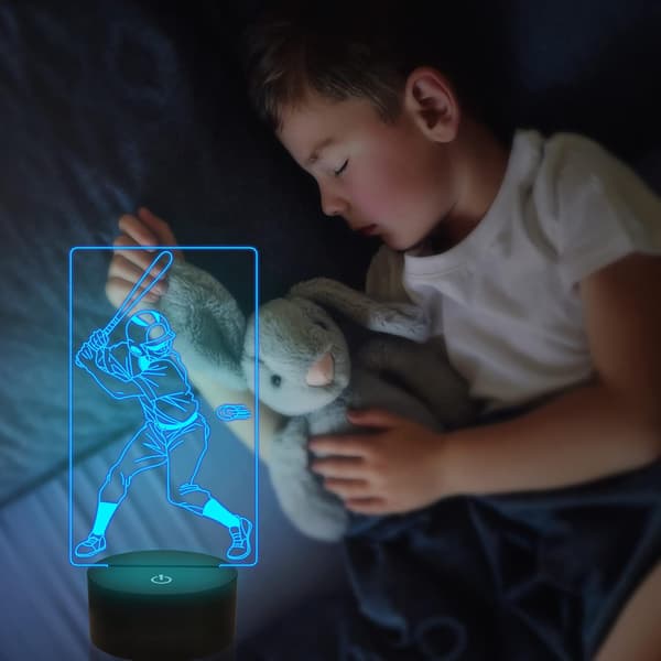 Baseball Lampe til Børn, Attivolife 3D Illusion Optisk Natlampe