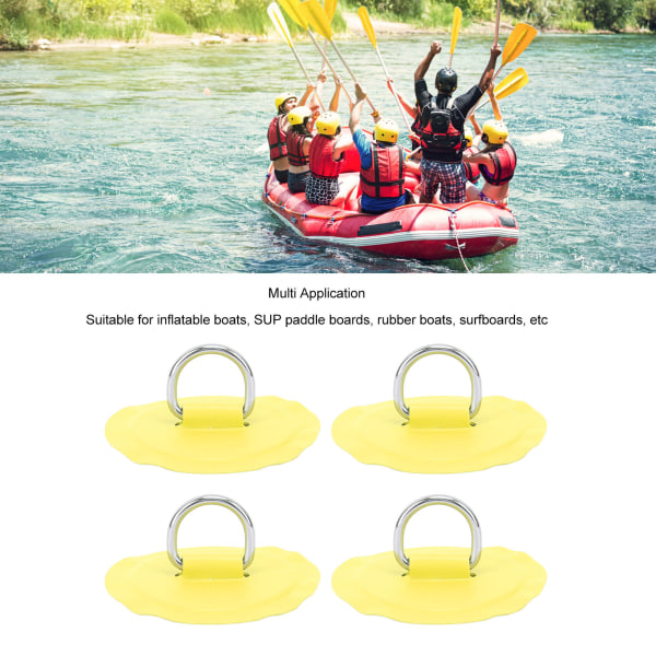 D-ring lapp Rund Lätt D-ring PVC-lapp för uppblåsbar båt Surfbräda Stand Up Paddleboard 4 st Gul
