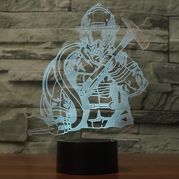 3D Brannmann Nattlys Berørings Bord Skrivebord Optisk Illusjon Lampe