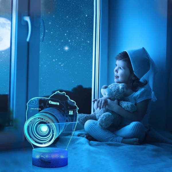 Kamera 3D nattlampa, dynamisk RGB-färgförändring 3D-illusion