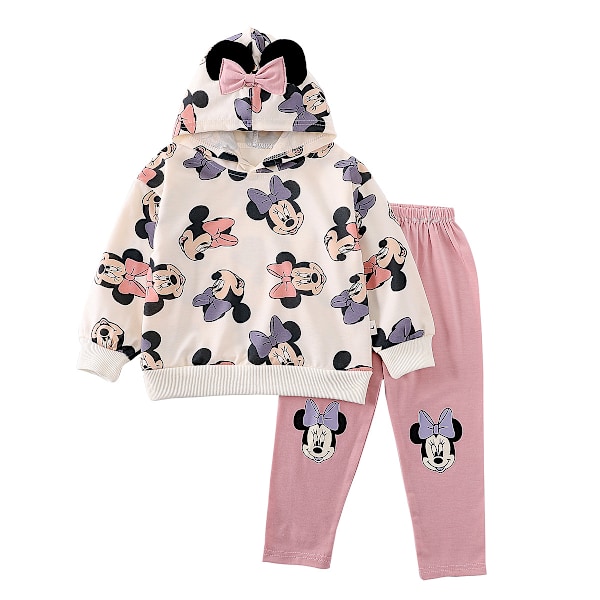 2024 Nye Minnie Mus & Mickey Mus Jente Matchende Sett Pullover Genser og Joggebukse Sett 2 Deler Pakke Antrekk, Overraskelse Juler & Bursdagsgave for Barn 100cm