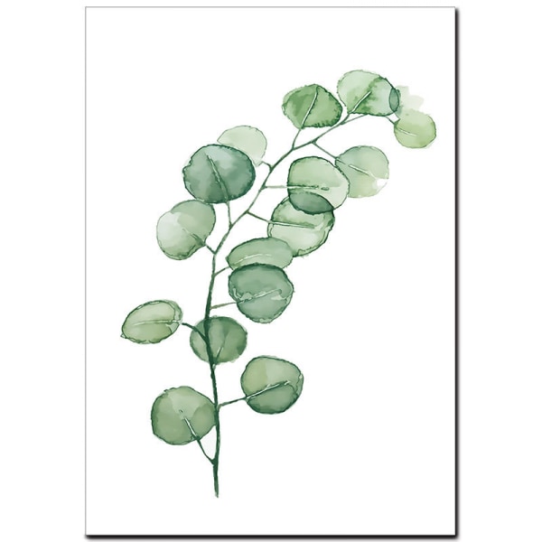 Green Leaves Wall Art Canvas Print Plakat, Simple Vitality Watercolor Art Drawin